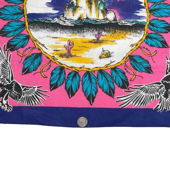 Vintage Native American Print Eagle Desert Southwest Bandana Made in USA - Picture 5 of 8